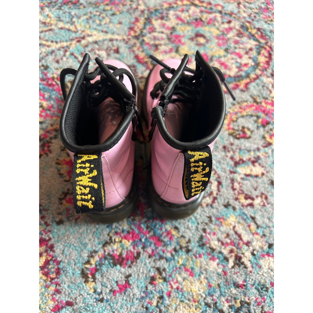 Dr. Martens 1460 J Boots Pink Patent Leather Lace Up Side Zip Kids Size 1 US - Picture 3 of 9